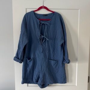 Zara Blue Long Sleeve Romper